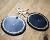 Round Vinyl Record Earrings - Gold Circle Dot