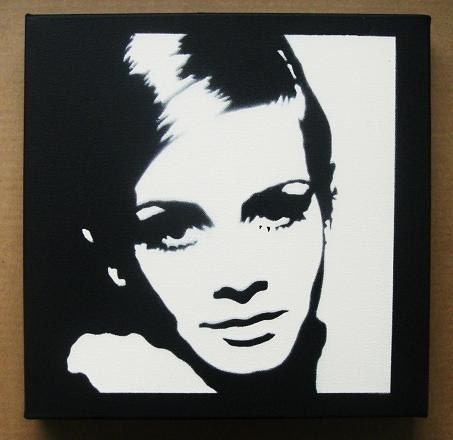 TWIGGY Stencil Graffiti spray paint on canvas pop art
