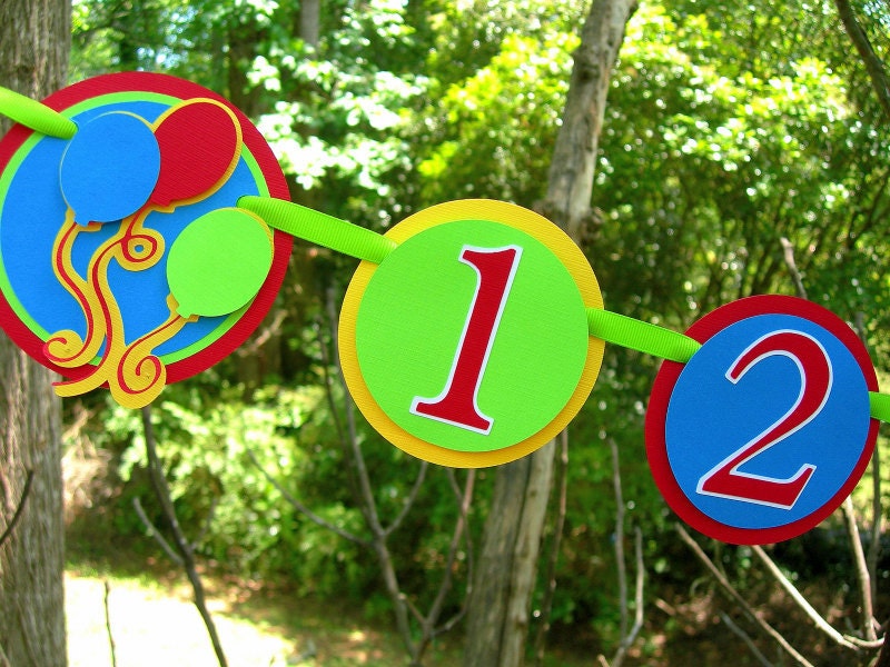 The First Year Birthday Balloons Photo Banner MADE TO ORDER