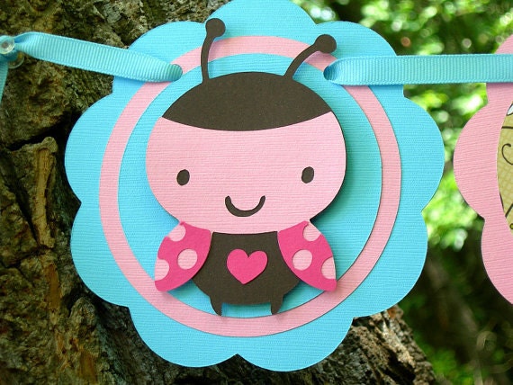 Little Ladybug Paper Birthday Banner READY TO SHIP