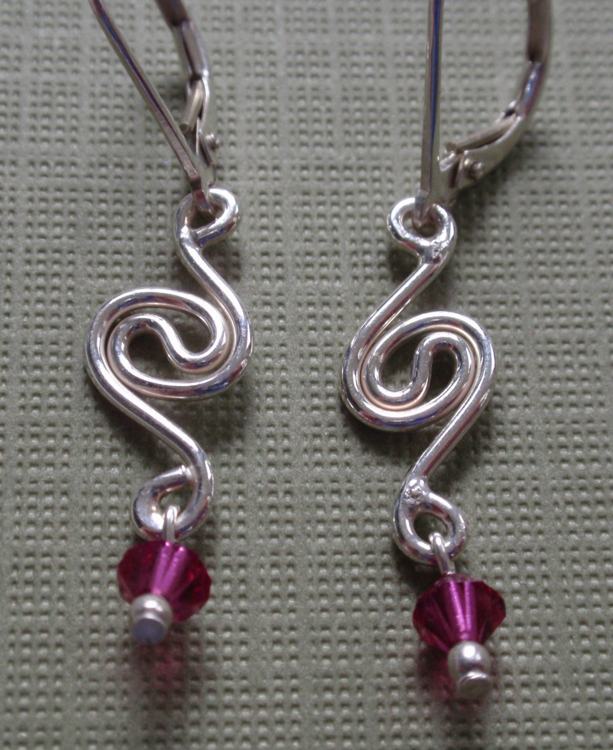 Silver and Magenta Earrings