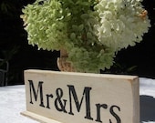 Wooden Aged Mr and Mrs Sweetheart Table Sign, Perfect for Rehersal Dinner, Reception, Head Table,  Handpainted Black Lettering