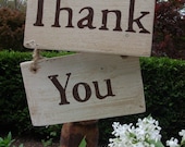 Small Rustic Set of Thank You Signs Wooden Handpainted, with Brown or Black Lettering.  Great Photo Prop for Bride and Groom
