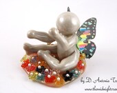 Rainbow butterfly baby in garden - ready to ship