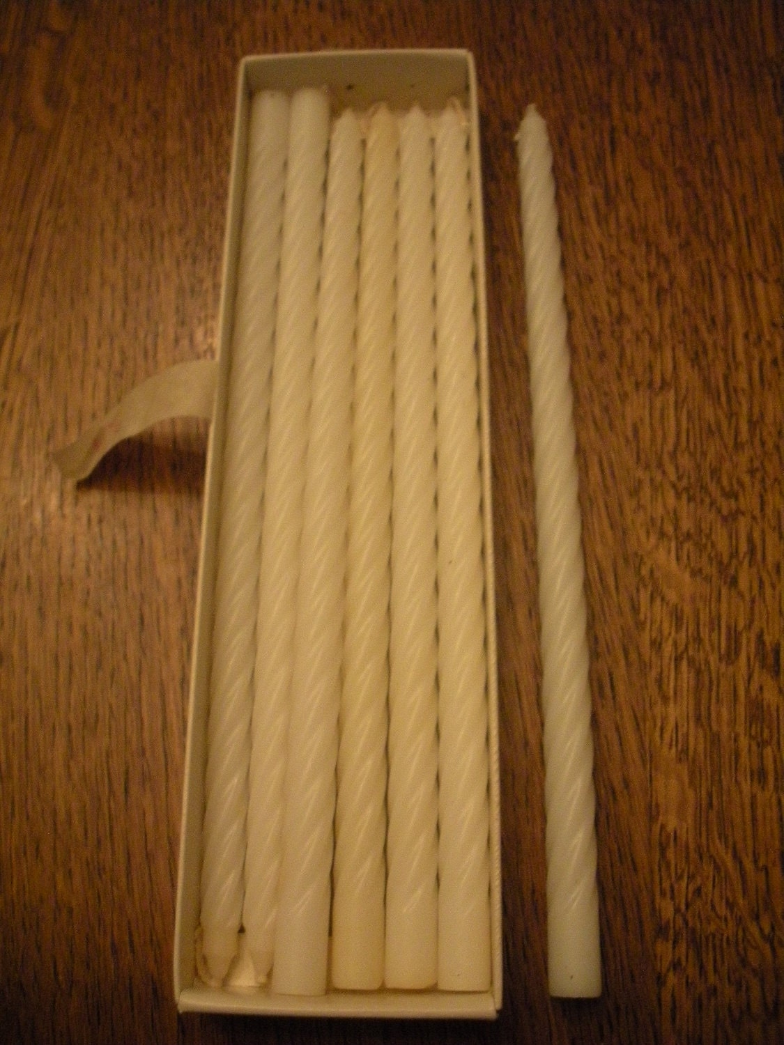 Vintage Long Skinny Spiral Taper Candles by WhereTheRoosterCrows