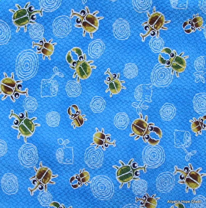 Japanese Textured Blue Beatle Cotton Fabric Remnant - 30 inches