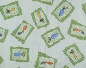 Flannel Bouquet (on green) Remnant --- 28 inches (((buy 3 yards get FREE shipping with coupon code 3yards)))