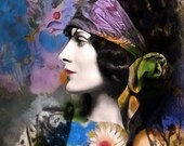 Photography, Portrait, Woman Portrait,  Fine Art Print, Giclee Archival Print, Photomontage, Collage, Painted Photographs, Home Decor