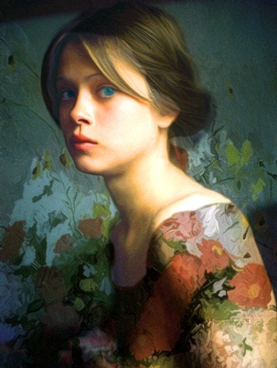 Jeune Femme avec Fleurs