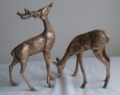 pair of vintage brass deer