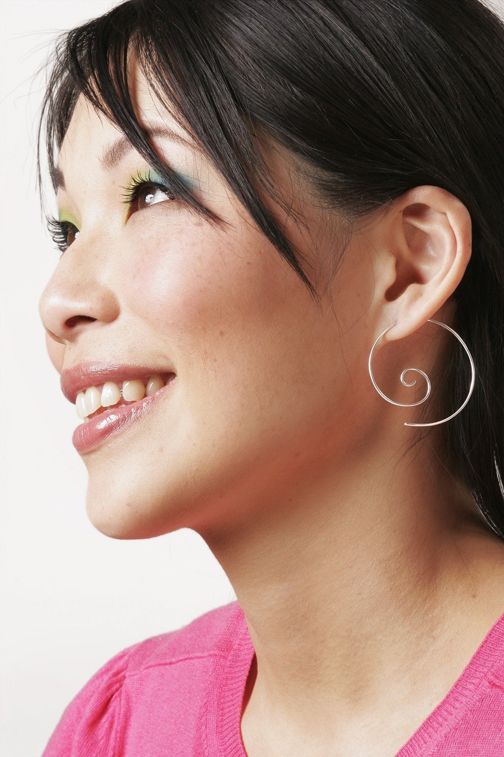 Large Spiral Hoop Earrings, Sterling silver