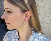 Medium Ribbon Hoop Earrings, Sterling silver