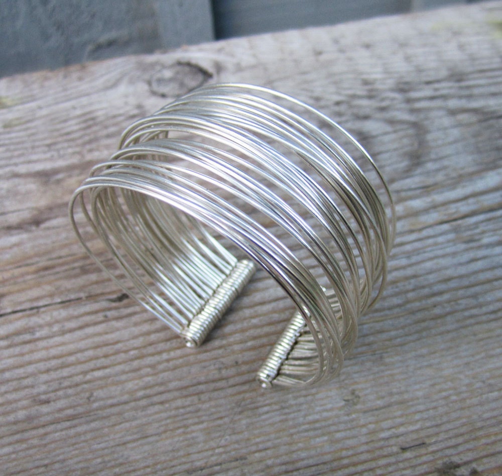 Comet Tail Cuff, Sterling Silver Wire and Tube