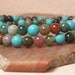 Colorful Fancy Jasper and Blue Turquoise Elastic Bracelet Set - 2