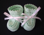 Crochet Booties Newborn Baby Boy Mint Green 0 to 3 months