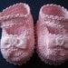 Crochet Booties Mary Janes Newborn Baby Girl Pink Bows