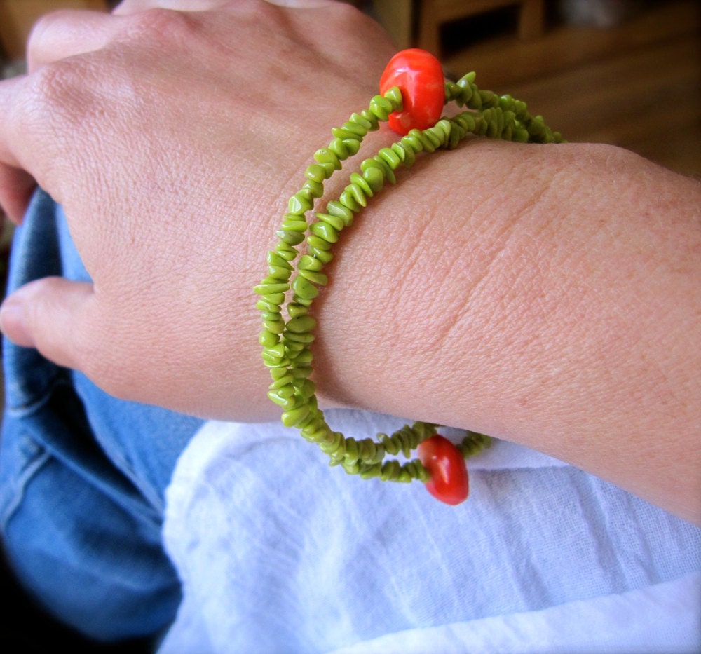 Lime Love Bracelet/Necklace - Coral and Sterling Silver