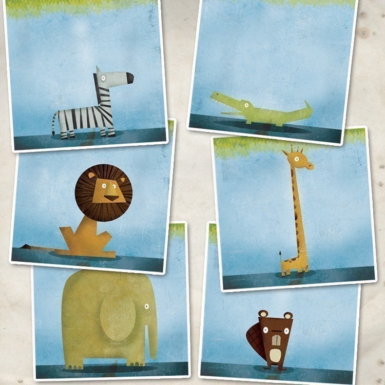 Jungle Beaver Set of 6 Prints