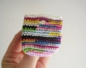 Mini tote brooch, OOAK, crocheted, colorful, spring fashion, cotton