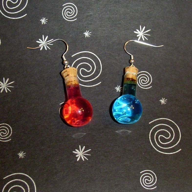 Pair of Health and Mana Potion Earrings