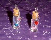 Zelda - Set of Friendship Fairy in a Bottle Necklaces with Heart Charms