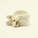 White Clay and Rope Ring , Hand-sculpted - Double Vertebrae Ring