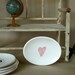 Polka Dot Pink Heart on Oval Dish