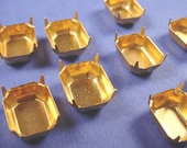 Brass Octagon Prong Settings 12x10 No Ring