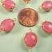 Vintage Pink Moonstone Glass Oval Connectors 12x10