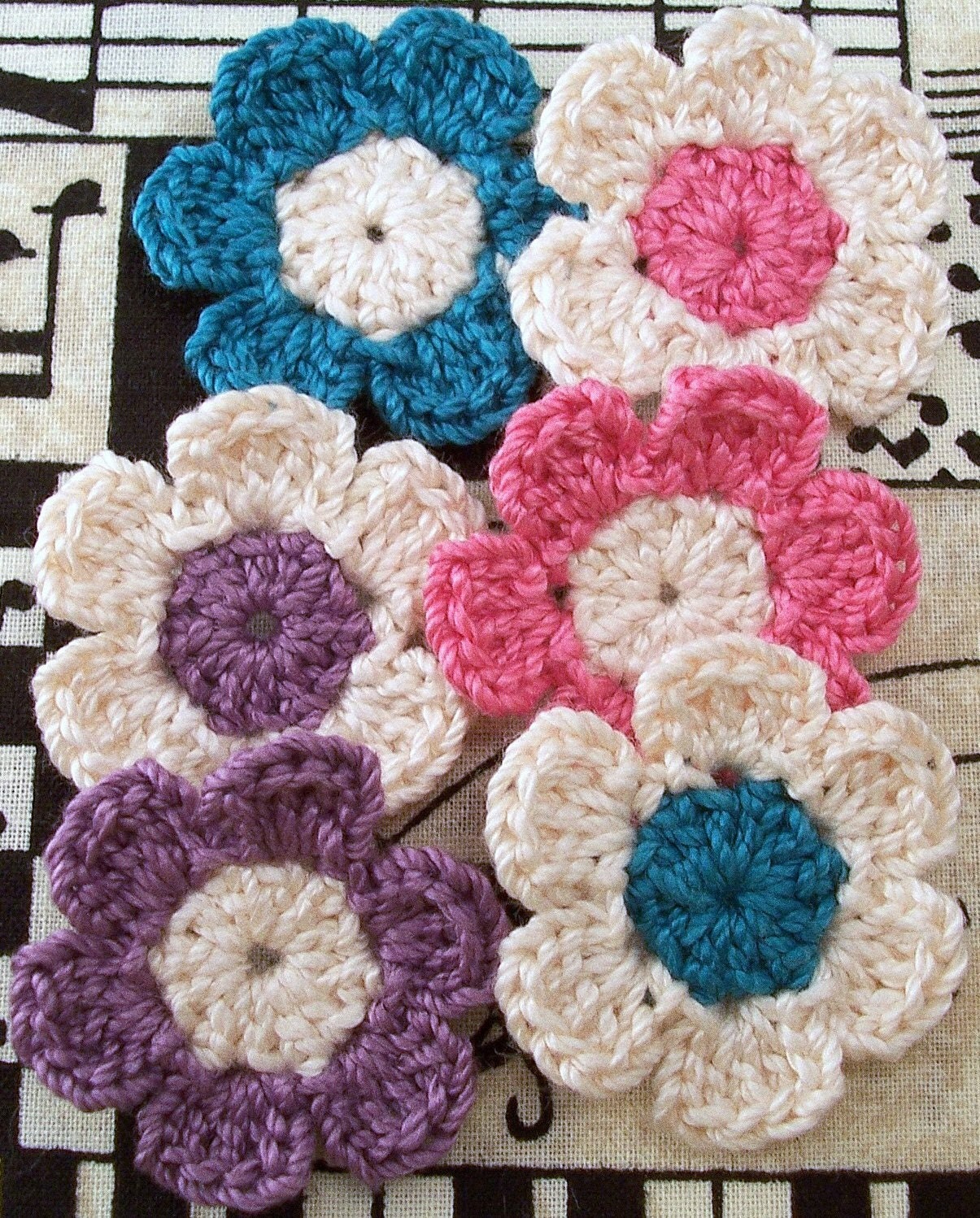 Crocheted Flower Appliques - SALE/DESTASH
