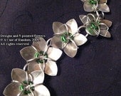 silver and green scale maille flower bracelet