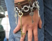 steampunk fusion leather cuff with keys