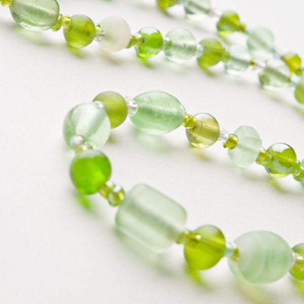 Green necklace, color for all seasons, sea water color