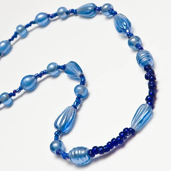 Sale blue glass bead necklace -