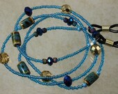 Eyeglass Strap Blue Iridescant Crystals