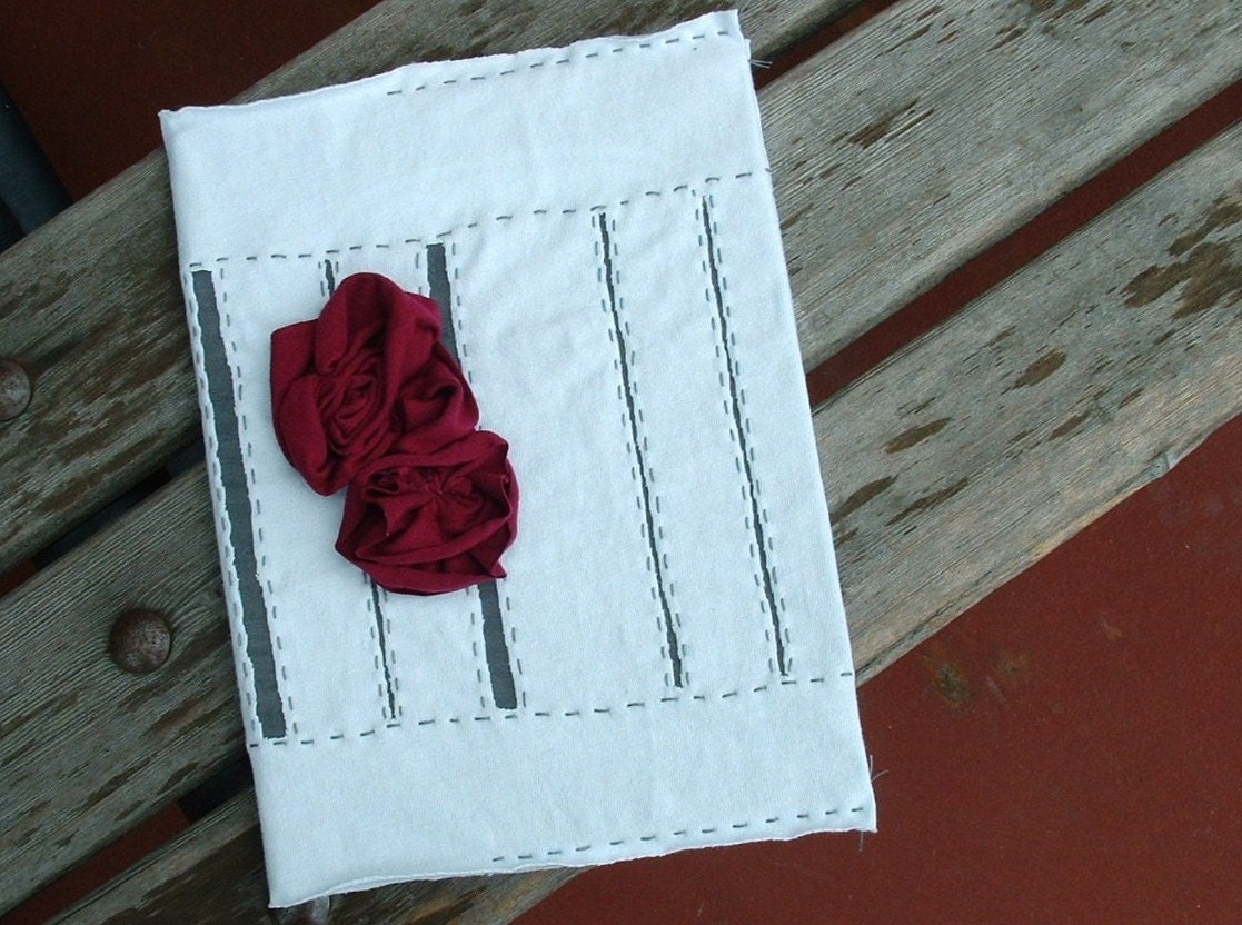 Aqua Grey Burgundy Refillable Notebook Cover