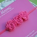 Wool Felt Flower Headband - Barbie Pink Rose Trio - Newborn Baby to Adult Headband