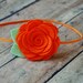 Wool Felt Flower Headband - Large Rose In Orange - Skinny Elastic Headbands