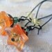 Frosted Orange Flower Earrings, Antiqued dangle earrings, vintage glass flower
