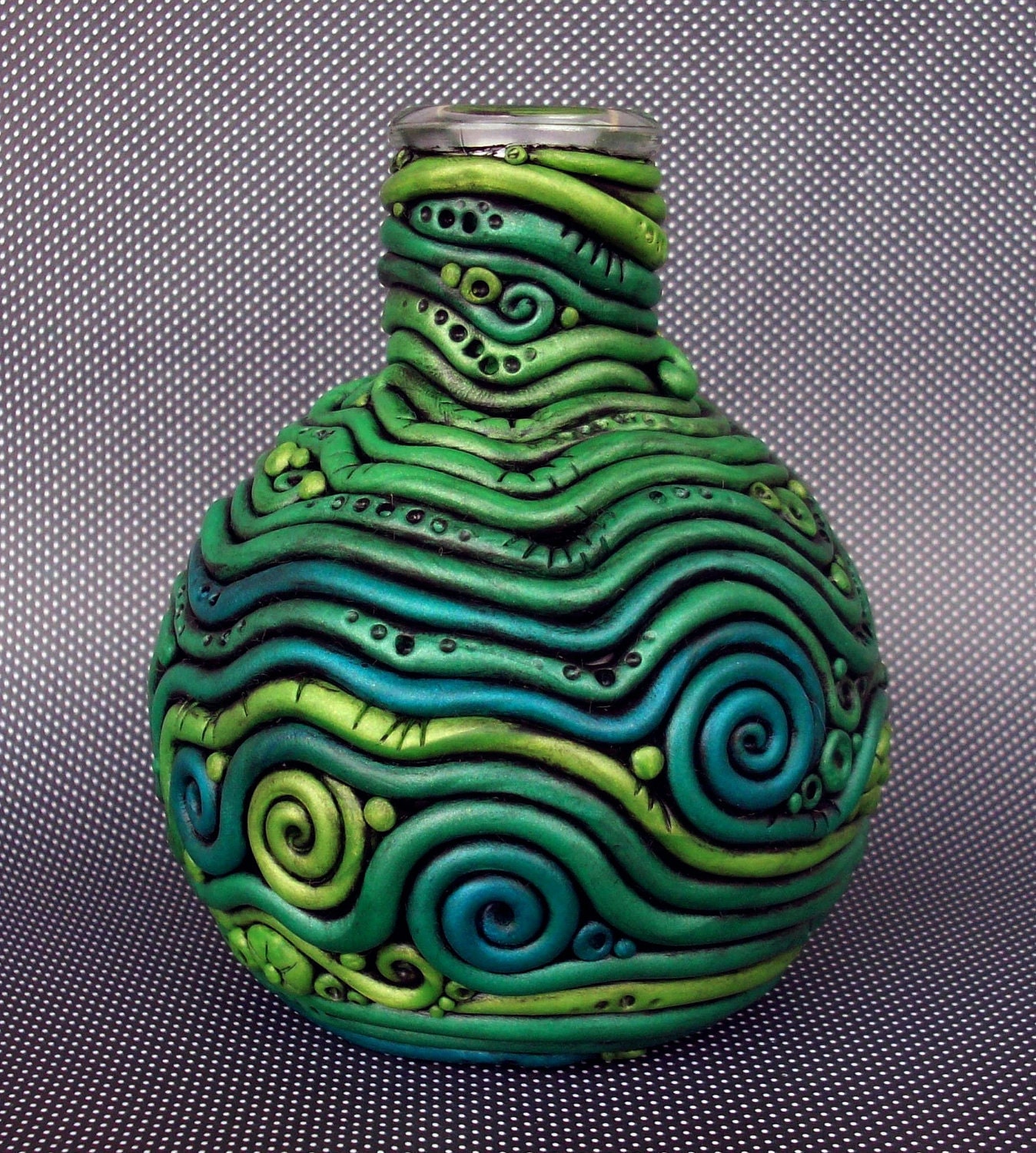 Polymer Clay Bottle Vase Crazy Coils
