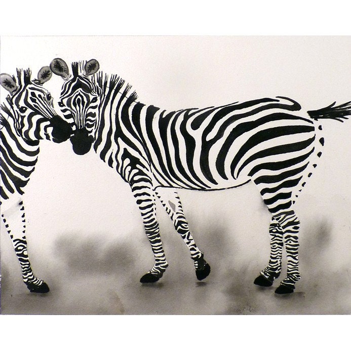 Zebra Nature Art Watercolor Black and White Print Wild Autumn Apartment Dorm Animal African Men Women Kids Friendship Nursery Under 25