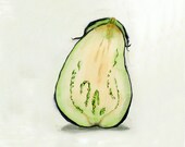 Vegetable Green Eggplant Art Watercolor : Autumn Green Home Decor Men Women Kitchen Decor Dorm Apartment 7.6 x 9.6 Under 25