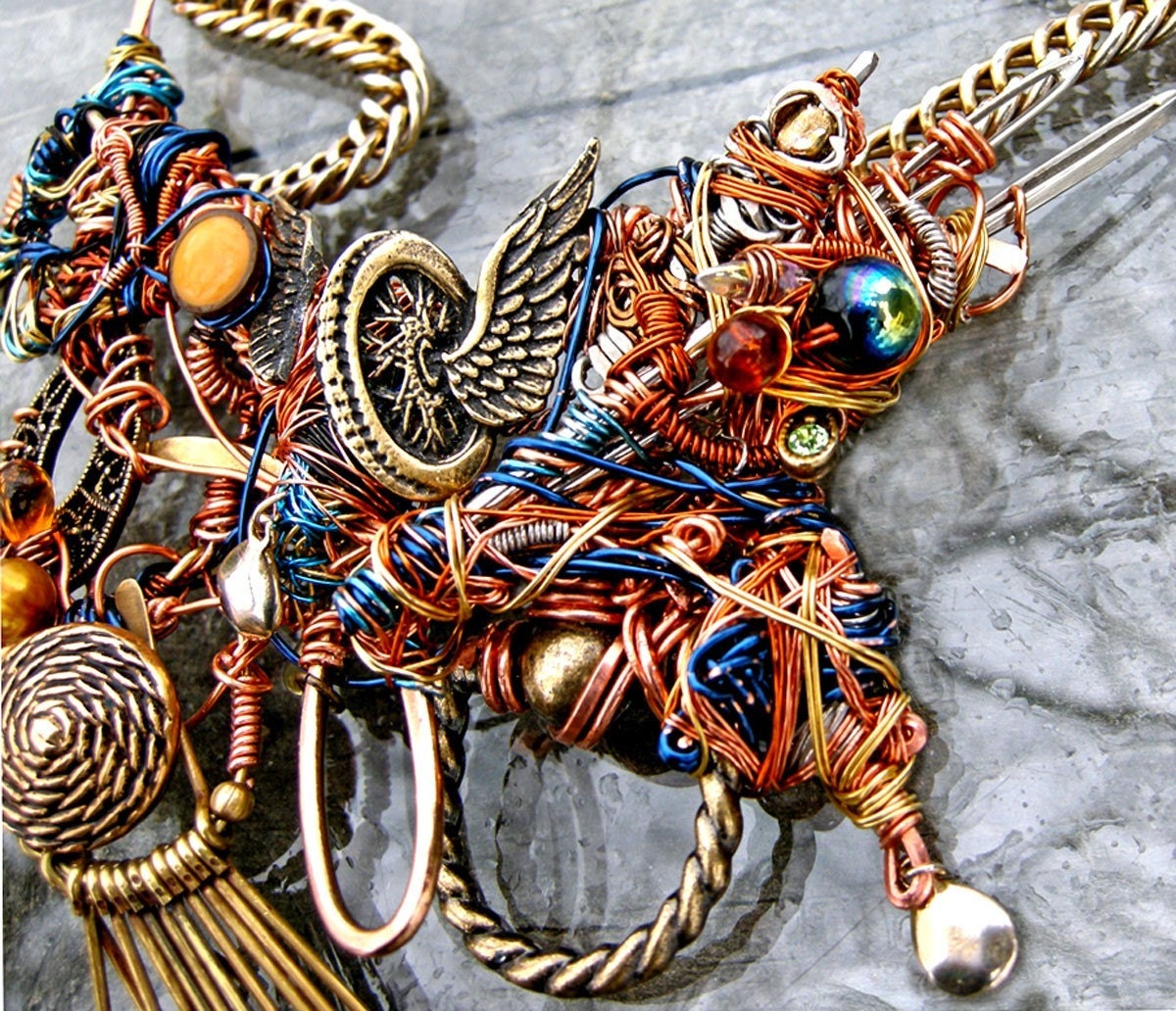 Steampunk Surrealist Statement Necklace