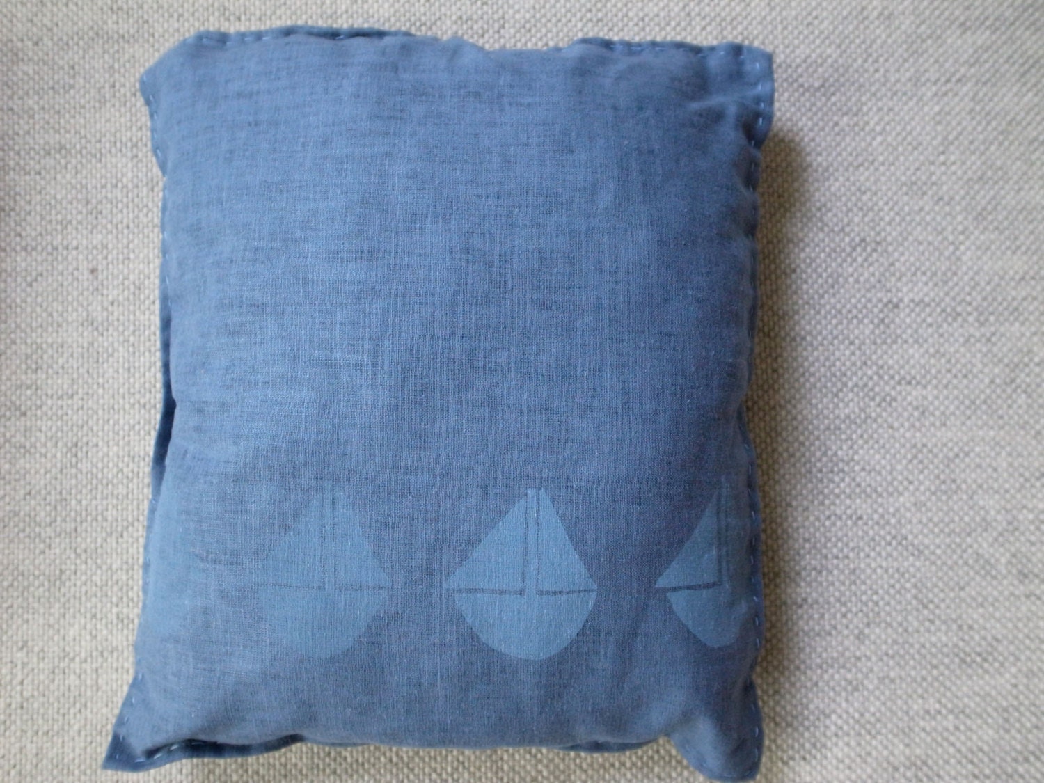 little pillow: BLUE with BLUE BOATS