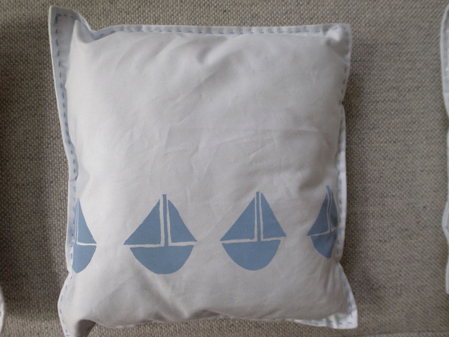 little pillow: BLUEISH with BLUE BOATS