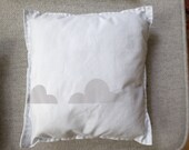 little pillow: WHITE with GREY CLOUDS