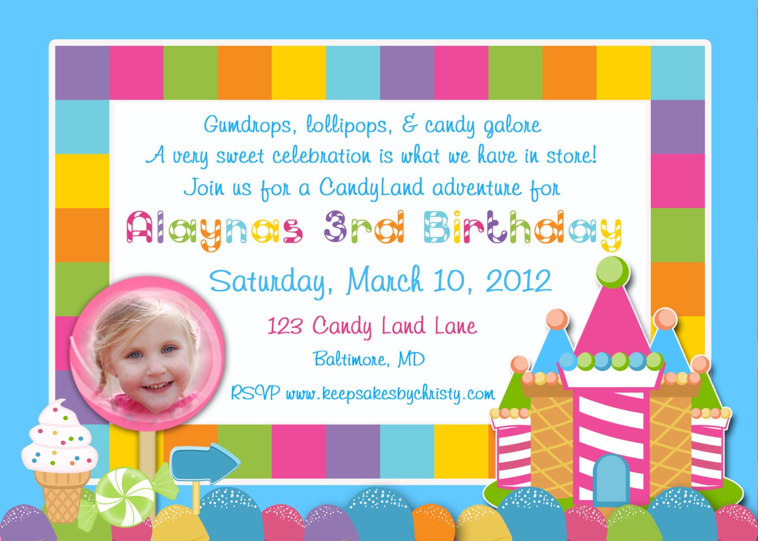 Candyland Invitations Wording