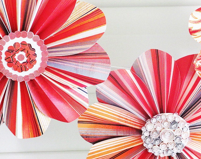 garland paper flowers orange grey fiesta party decor