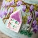 Hand Embroidery Fabric Bracelet Textile Cuff Wrist Wisteria Cottage Embroidered