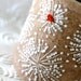 Fabric Textile Bracelet Wrist Cuff Embroidery Queen Anne's Lace Hand Embroidery Wool